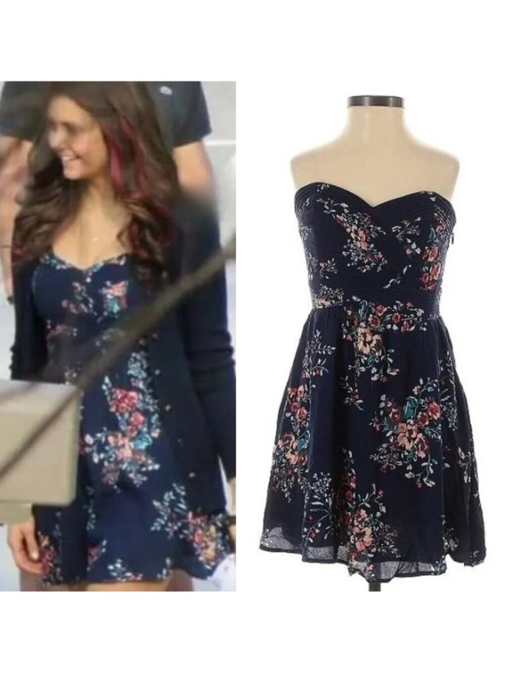 ASO THE VAMPIRE DIARIES ELENA GILBERT Blue Floral Dress EUC RARE